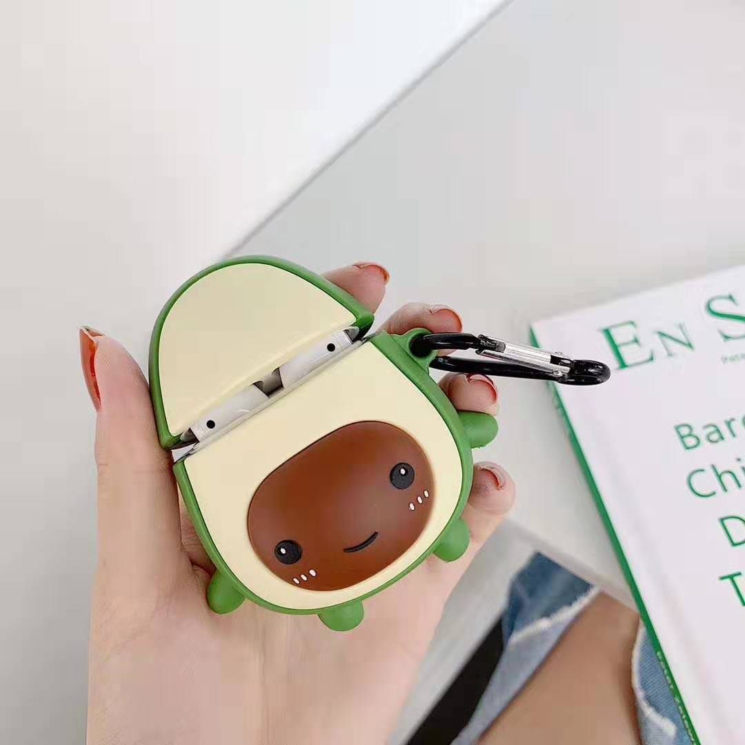 3D Soft Fruit Silicone Earphone Case For Airpods 1 2 Headphone Case Cover With Ring Strap